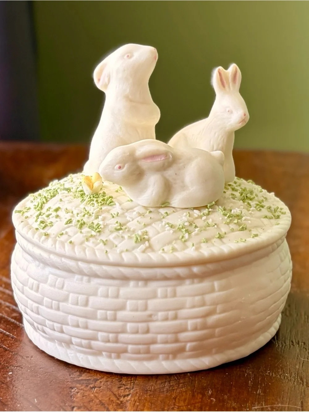 White Ceramic Bunny Trinket Box - Decorative Home Accent
